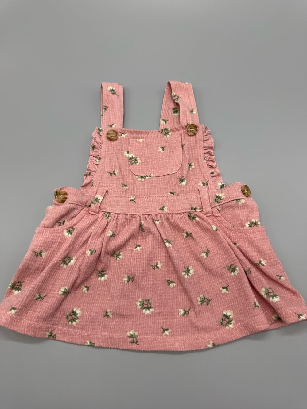 Nicole Miller Pink Floral Pinafore with Pocket Detail